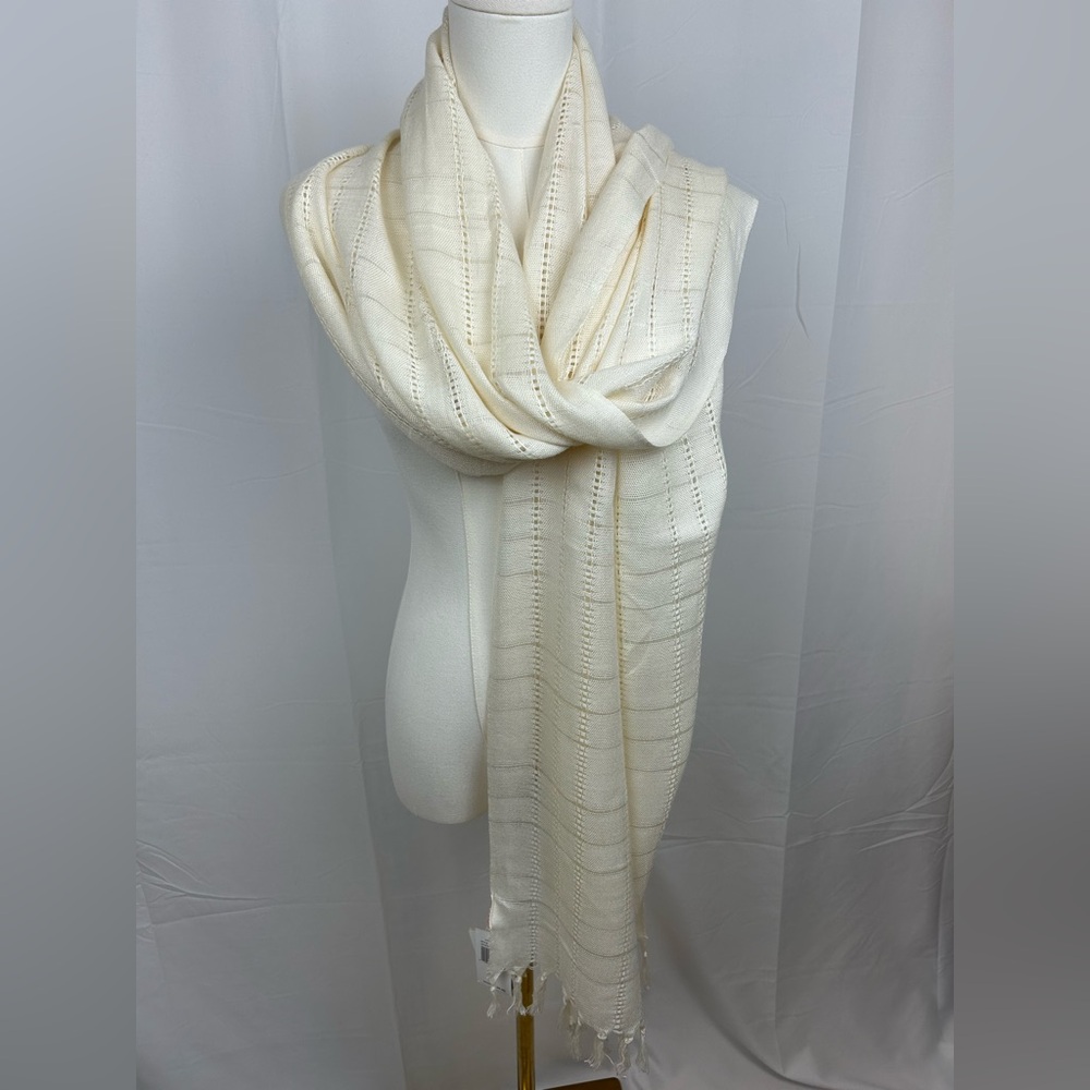 *NEW* Echo Design 6’ Cream Summer Scarf Lightweight w/ Tassels